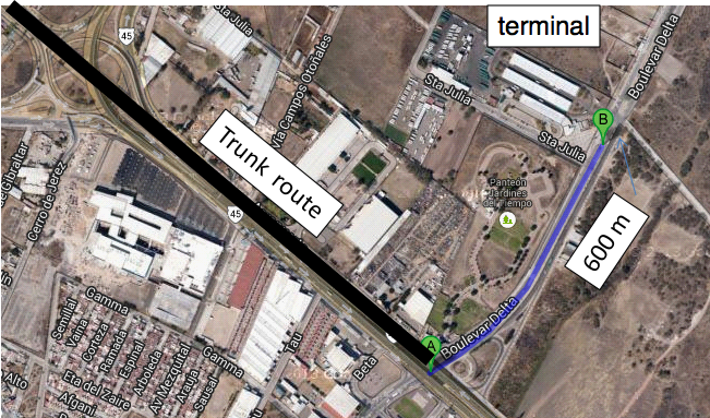 Fig. 6.55 The addition of the trunk-and-feeder terminal in León, Guanajuato, Mexico, introduced considerable delay in travel times. Image