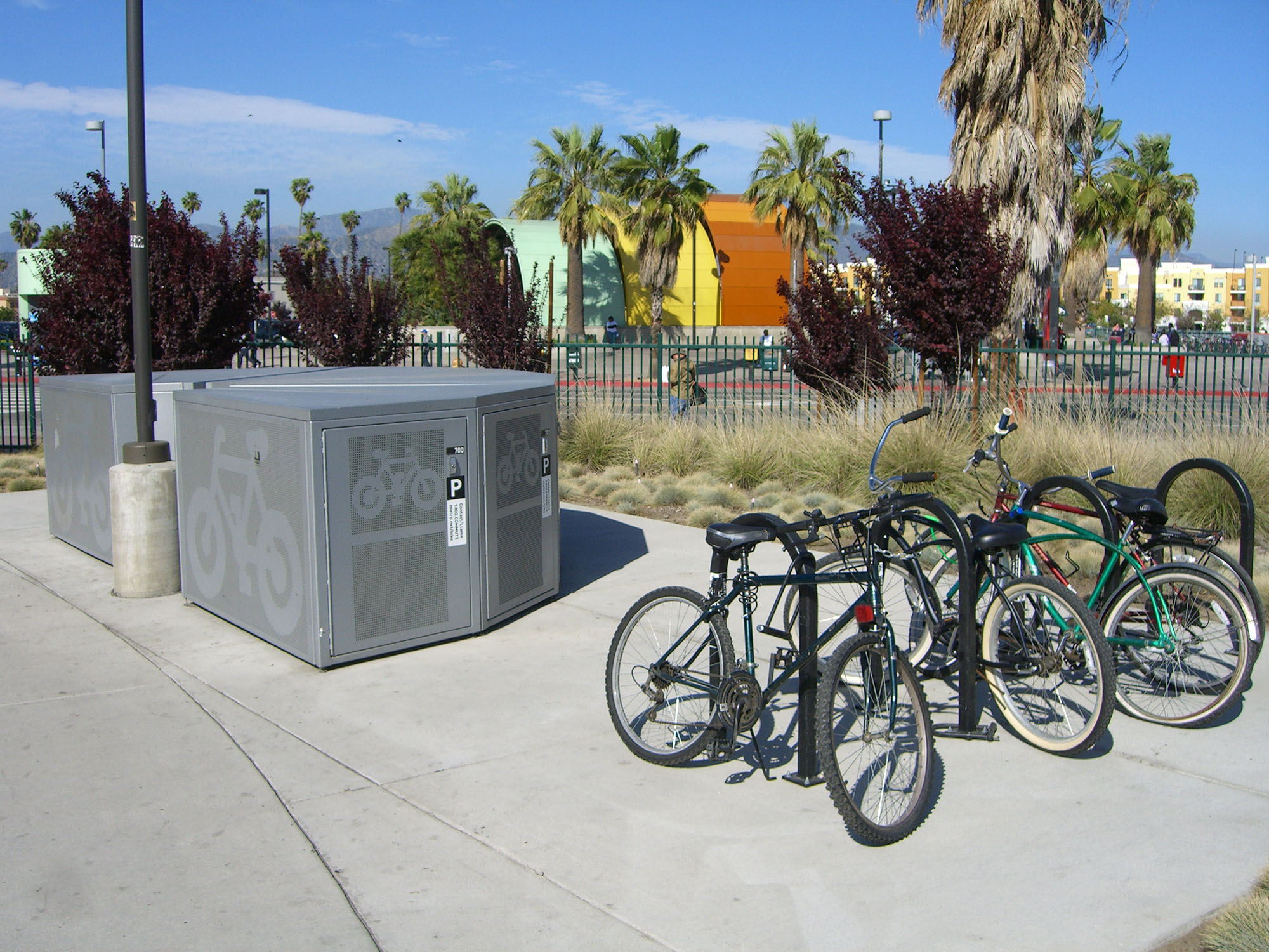 Fig. 31.31 The Orange Line BRT in Los Angeles includes both bicycle lockers and standard bicycle racks for overflow and for those unwilling to pay.