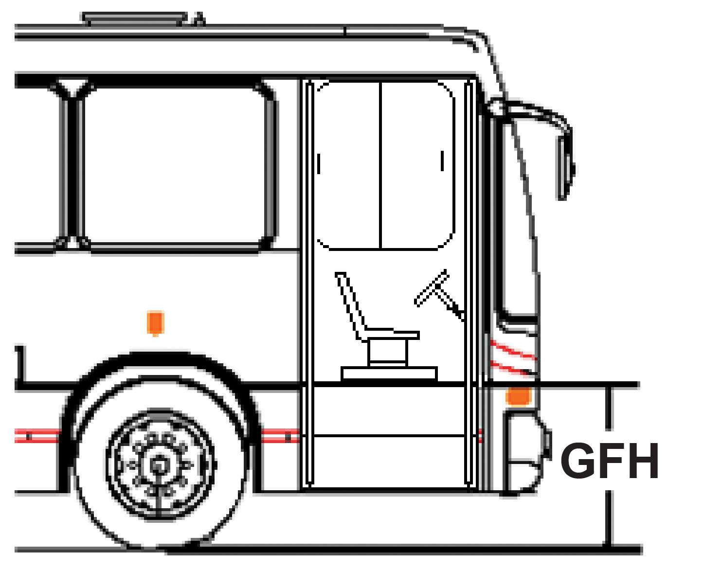 Fig. 20.7 GFH 960 mm maximum Long Bus; Rear Engine High Floor