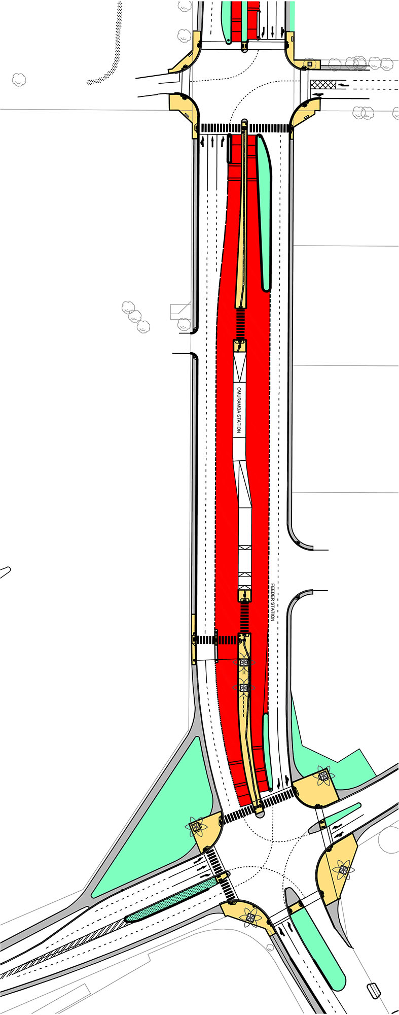 Fig. 22.53 An intermediate transfer station on Cape Town’s MyCITI system, with a closed environment between the trunk platform on the left and the feeder platform on the right.