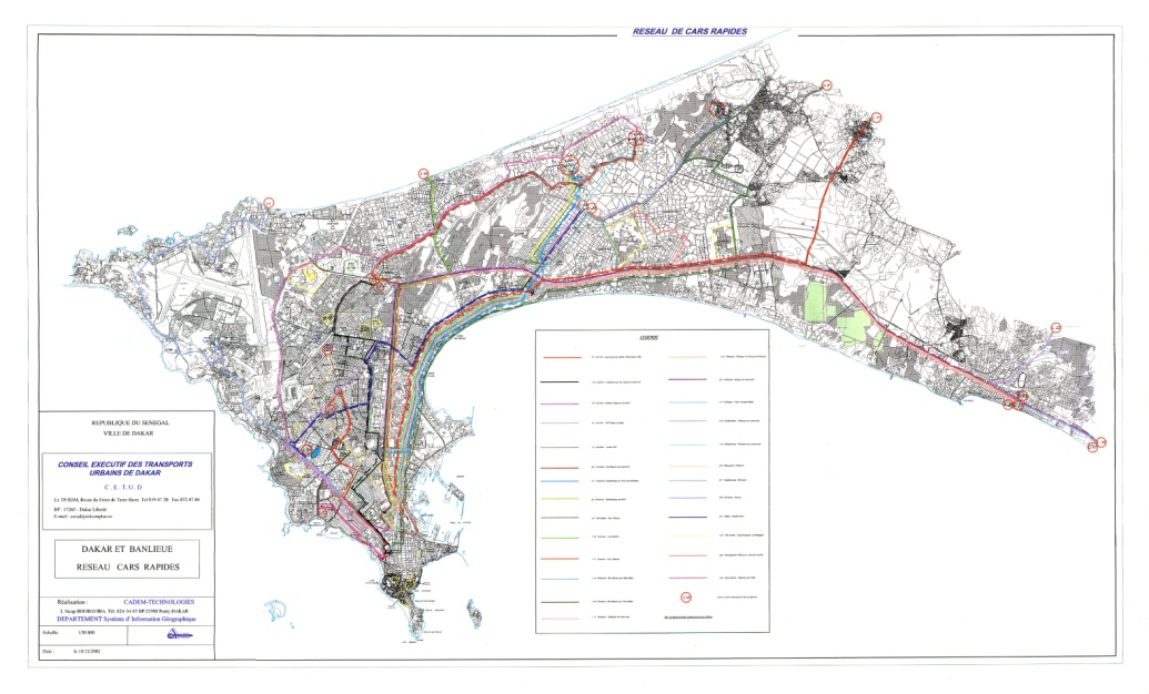 Fig. 4.2 Map of 2004 minibus routes in Dakar.