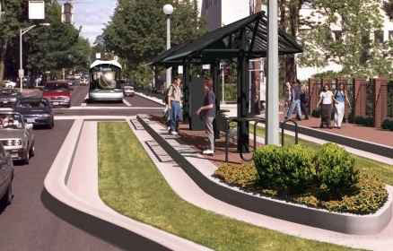 Fig. 22.28 Not paving the center of the busway, like this example in Eugene, USA, may produce infrastructure cost savings as well as reduce operational noise.