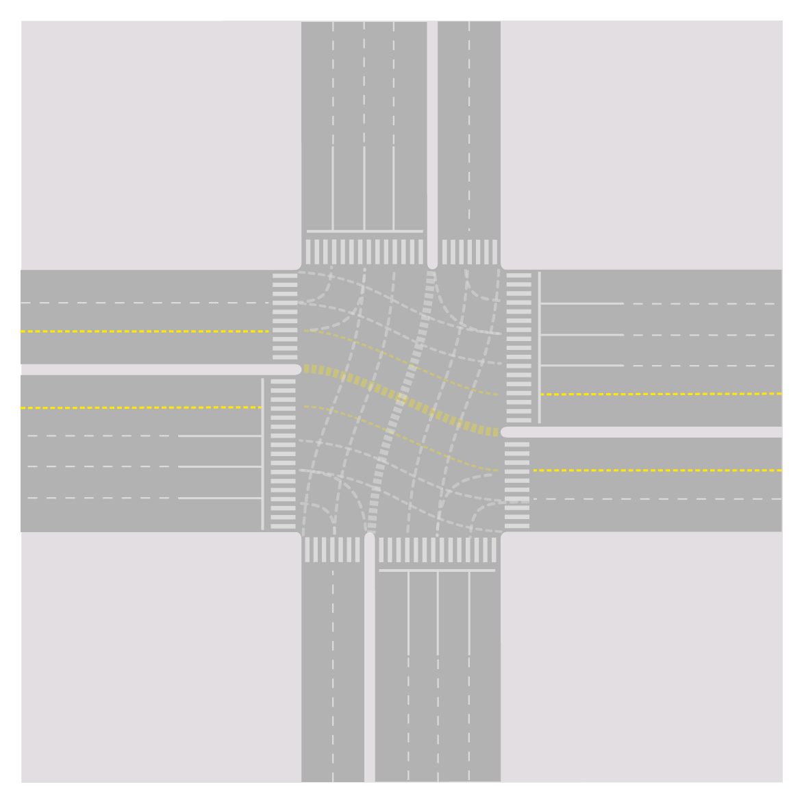 Fig. 24.28 Exchanging width between entrance and exit sections where turning volumes are high enough to allow the change to improve capacity meaningfully.