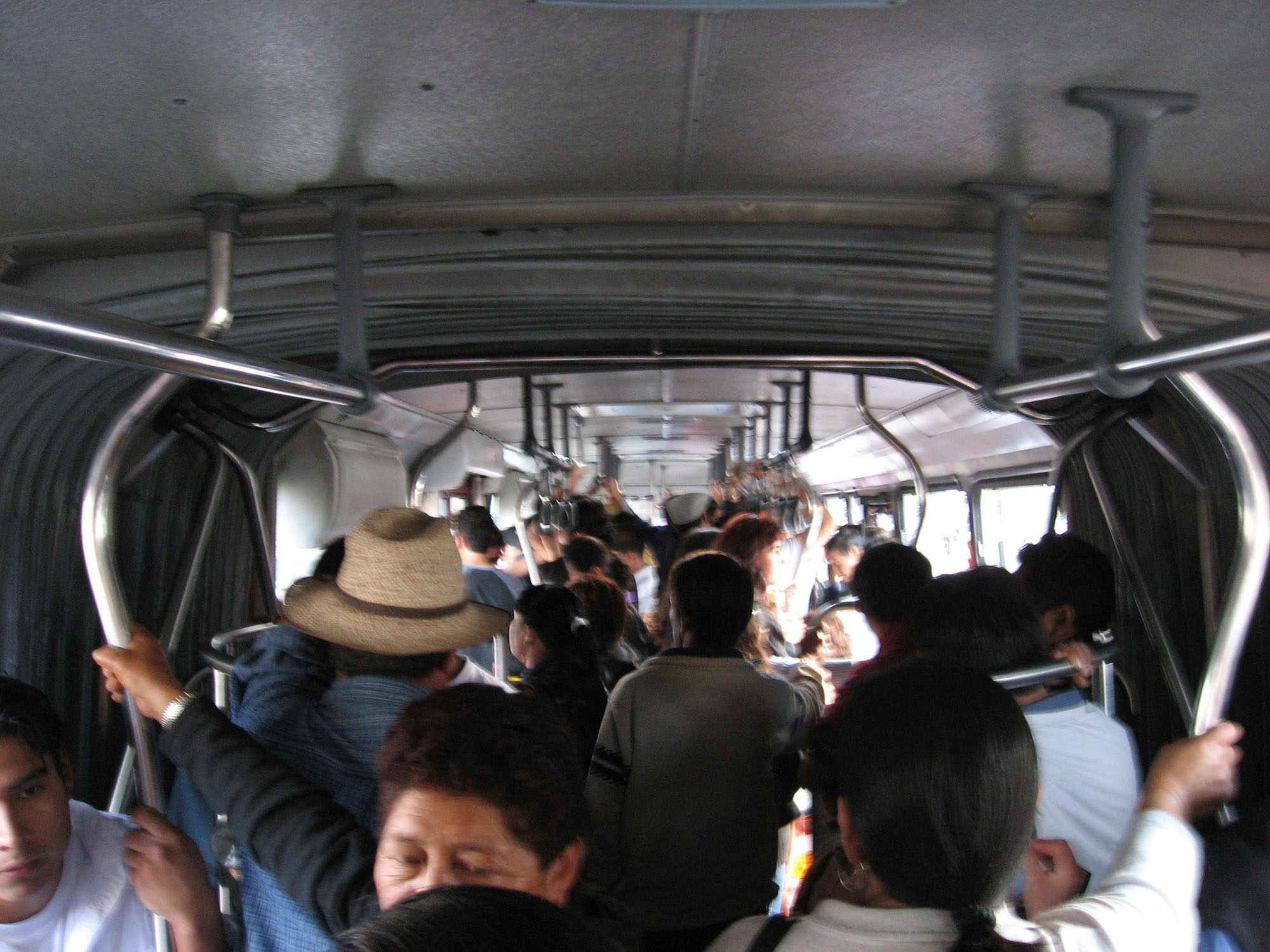 Fig. 20.13 In cities, such as Quito and Bogotá, with relatively short average-trip distances, there can be more tolerance for having many standing customers. In cities with long travel distances, it can be quite tiring to customers.