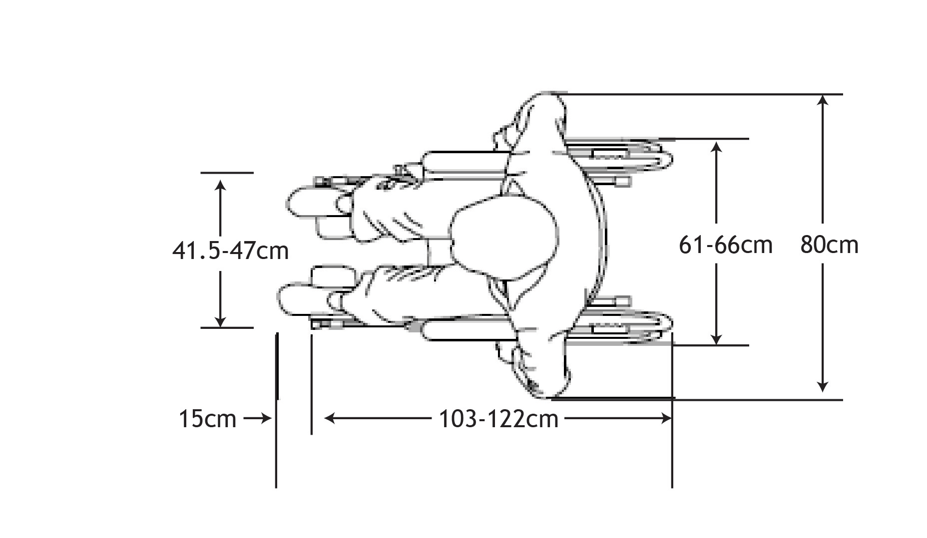Fig. 20.22 Wheelchair dimensions and the anthropometric measurements indicated in the preceding diagrams should be considered in sizing the backrest.